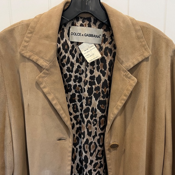 DOLCE & GABBANA SUEDE COAT, VINTAGE, CAMEL, SMALL - Picture 6 of 9